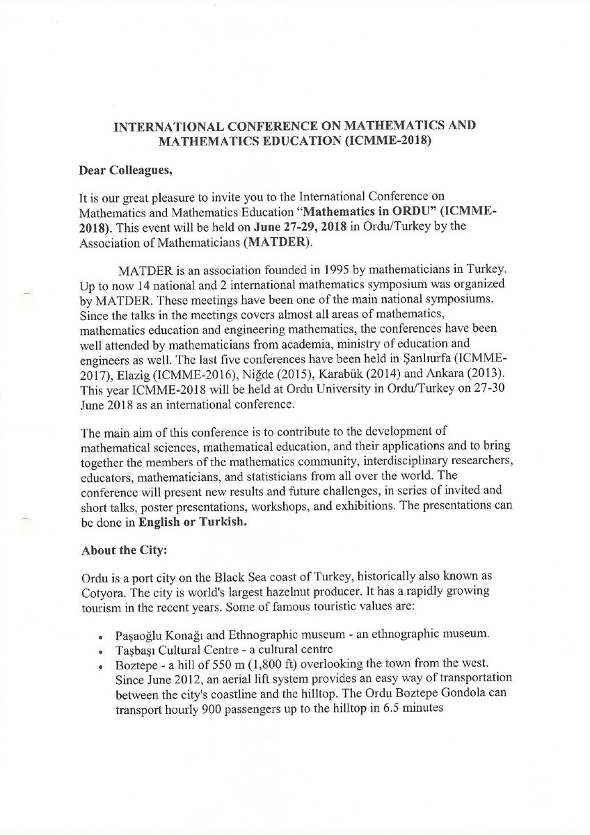 TC_BeyrutBE's tweet image. International Maths Conference will be held on 27-29 June &apos;18 in Ordu, Blacksea Province of Turkey. Would you like to join this great science event? #MathsConference #Turkey #Ordu #MATDER

yegitek.meb.gov.tr/www/475-matema…