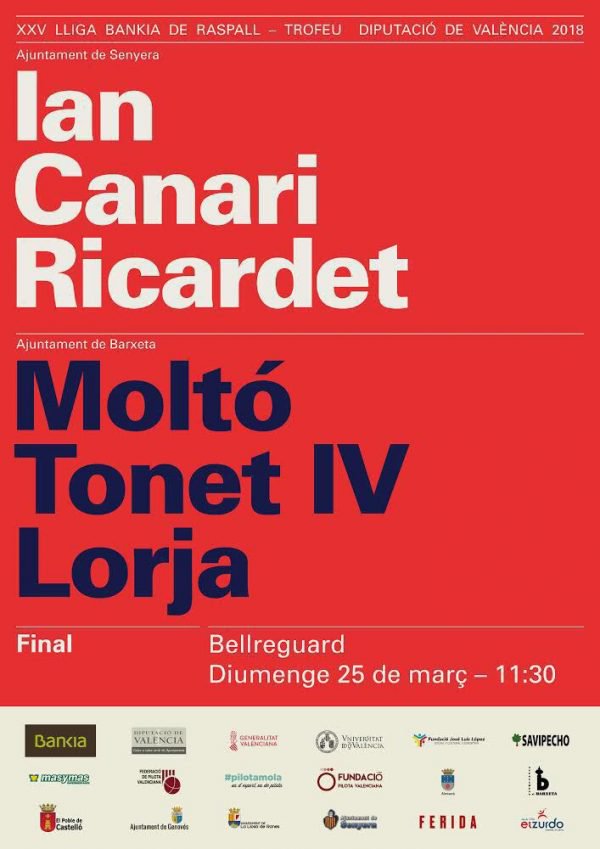 Diumenge 25 a les 11:30 pots seguir la Final Lliga Bankia Raspall Trofeu <a href="/dipvalencia/">Diputació de València</a> a <a href="/apunt_media/">À Punt</a> amb els comentaris de <a href="/xavialberola/">Xavier Alberola</a>