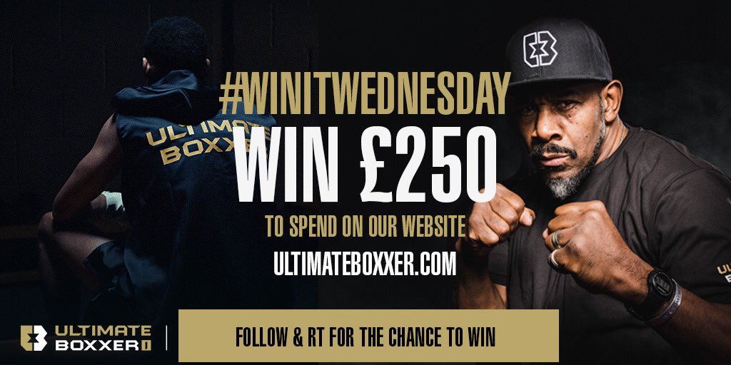 boxxer's tweet image. This weeks #winitwednesday has arrived! 🎁 #winner will receive £250 to spend on Ultimateboxxer.com 👊🔥 To enter, simply follow @ultimateboxxer and retweet this post. Winner to be announced tomorrow! 🏆 🎫#competition #win #prize #giveaway