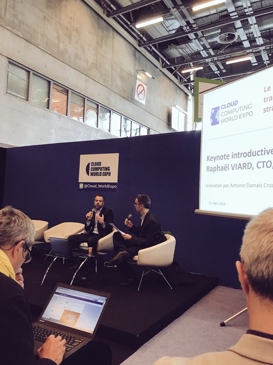 SNCFNumerique's tweet image. #CloudComputingWorldExpo #Event Raphaël Viard, CTO du groupe SNCF actuellement en conférence au Pavillon 5.2 du CCWE à Porte de Versailles, et nous parle de la migration vers le cloud