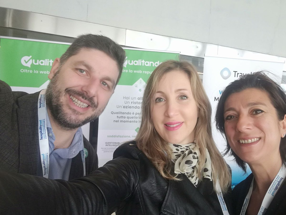 qualitando's tweet photo. Buongiorno da @marziabaislak e @Almavigo di #Qualitando e da Claudia e Mario di @travelappeal 🔴 Ore 12:15, sala B, noi vi aspettiamo per i 7 punti chiave per eccellere in #webreputation! #oltrelawebreputation #staytuned #hospitalitysud https://t.co/AHjVwcRVJs