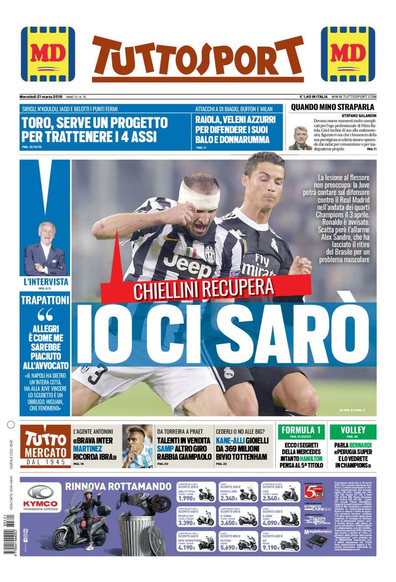 La lista di #Sarri, l' #Italia dei giovani e il recupero di #Chiellini per la #Champions #rassegnastampa #tuttocalciatori