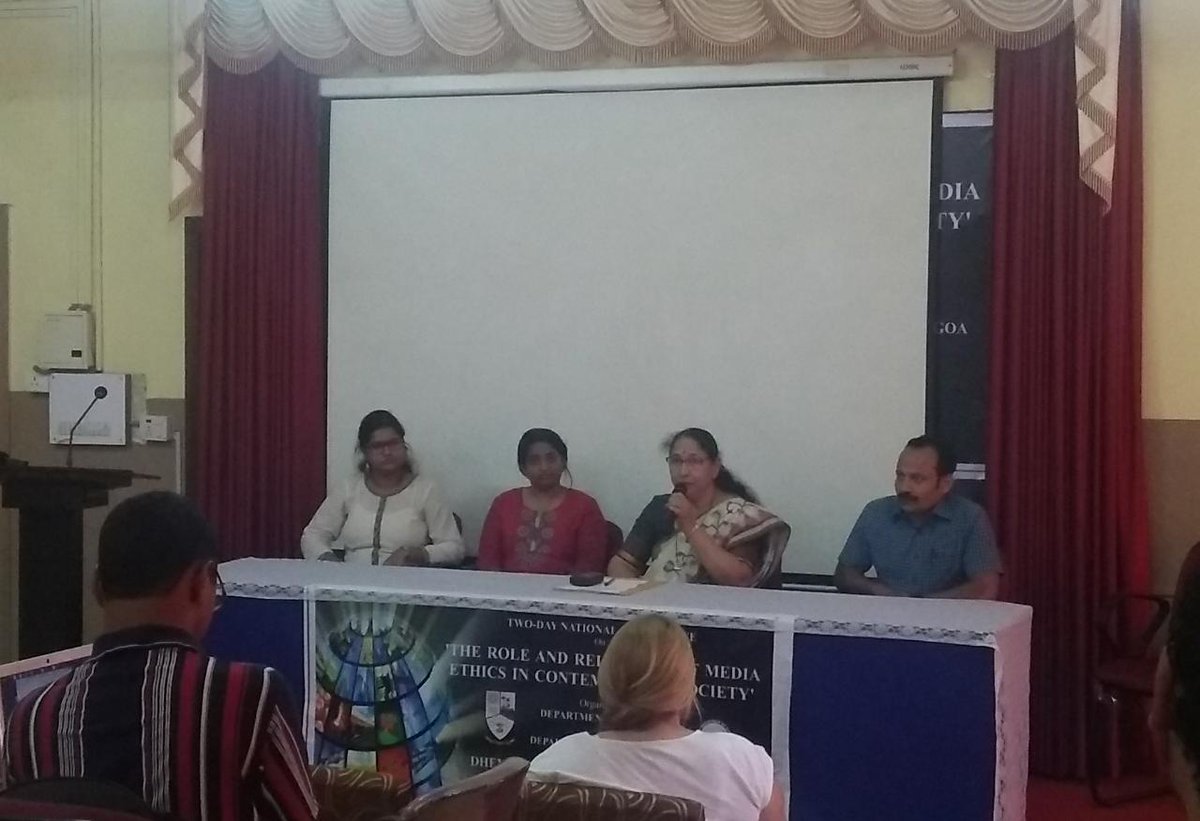 mediaethics18's tweet photo. Session 5 of paper presentations "Analysing Matrices in Multimedial Modes" Andria Antao, Clara Rodrigues and Hemant Patil with Dr. Kamaladevi Kunkoliker @mediaethics18  #dhempecollege https://t.co/ILBz9ggFMe