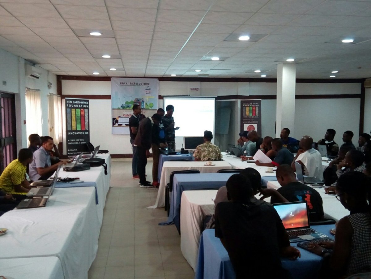 techativeng's tweet photo. For almost 48hours, ten teams have been participating in #HackAgric; the aim was to create an innovative solution that addresses certain identified issues in the agricultural sector. 
The time is up and it's now time for the teams to pitch their solutions. https://t.co/uegOXoHJh5