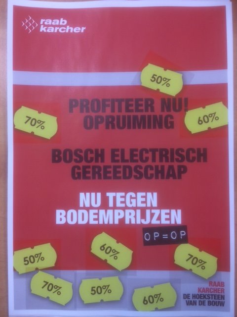 RKB_Breda's tweet photo. "OUD" maakt plaats voor nieuw. Grote uitverkoop Bosch Professional machines met kortingen tot wel 70%. OP=OP. Tevens 10% korting op de nieuwe collectie https://t.co/FtSHoPb8No