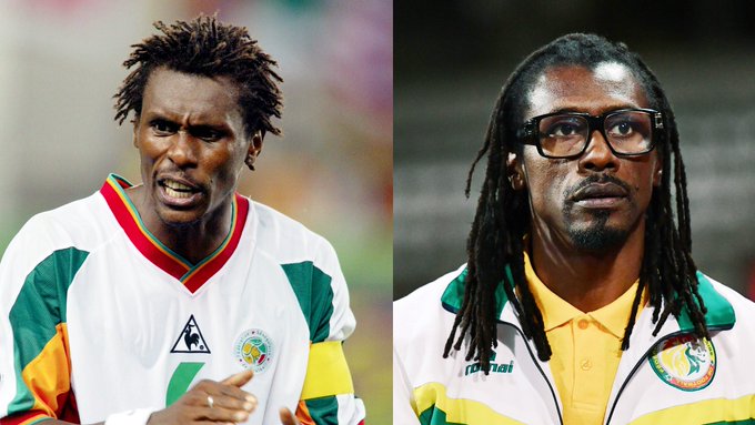 Alilou Cisse in 2002 and 2018.