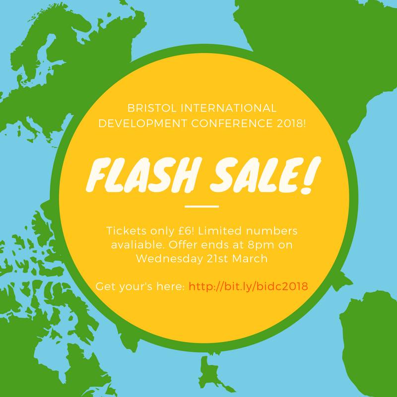 ******FLASH SALE******

For one day only tickets for the Bristol International Development Conference are only £6 (+booking fees)

We have a limited number available, so get your's now! bit.ly/bidc2018

Offer ends at 8pm.