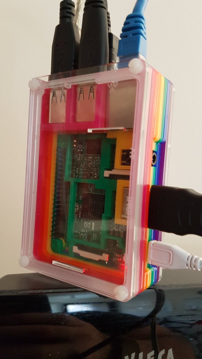 PJGCreations's tweet image. I finally managed to get around to assembling my @Raspberry_Pi 3 (non B+) in its @pimoroni #PiBow case and it looks awesome! Thanks!