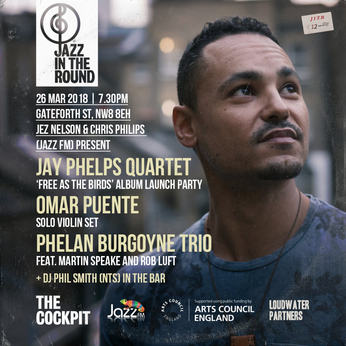 A corker this month <a href="/jazzintheround/">Jazz in the Round</a> 
<a href="/jayphelpsmusic/">Jay Phelps</a> is headlining &amp; will be launching his new album, a violin solo set from Omar Puente, &amp; Phelan Burgoyne trio open proceedings. Djs in the bar, main acts at 8pm. <a href="/jazzfm/">Jazz FM</a> #jazz #londonjazz #london #music ow.ly/NdXp30j46rW