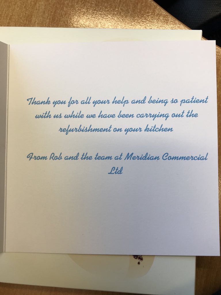 When you receive thank you gifts from the contractors that have been carrying out our kitchen refurb for being patient with them ☺️ #whitbreadway #workingtogether <a href="/Sheffield_PI/">Alison Pickering</a> @Valerie_PI3R <a href="/SDEBDD/">simon ewins</a>