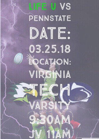 Looking forward to our matches this Sunday v <a href="/PennStateWRugby/">Penn State Women’s Rugby</a> Thx to <a href="/VTWomensRugby/">VT Women's Rugby</a> for hosting us! #D1Elite #rugby