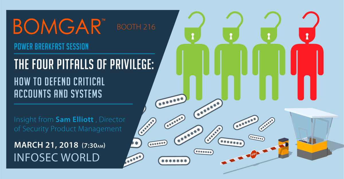 Liebsoft's tweet photo. @samelliott's @InfoSec_World  power breakfast session starts in 30 minutes! Join us to gain insight on avoiding common pitfalls associated with privileged access to defend critical accounts and systems against today's cyber threats. #cybersecurity #InfoSecWorld https://t.co/QGxB2XR0Dn