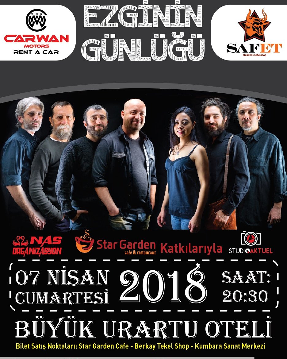 💐💐Safet Steakhouse Olarak Konser için "Ezginin Günlüğü " Grubuna Sponsoruz...Konsere ve Safet Steakhouse a Halkımızı Bekliyoruz.Teşekkürler...🌷🌷