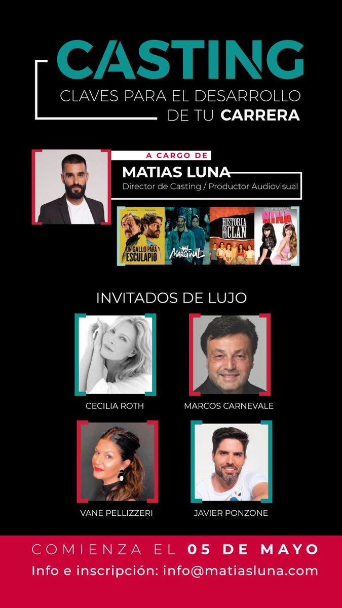 marcelacoronel's tweet photo. Todo sobre #Casting por @MatiasLunaCast . Mirá 👇 https://t.co/8JY900sGC1