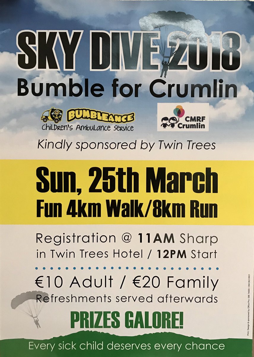 Event happening in #Ballina this week lots of #familyfun taking place <a href="/TwinTreesHotel/">Twin Trees Hotel</a> all in aid of #bumbleance #bumbleforcrumlin 
#mayonorth #family #run #walk #crumlin