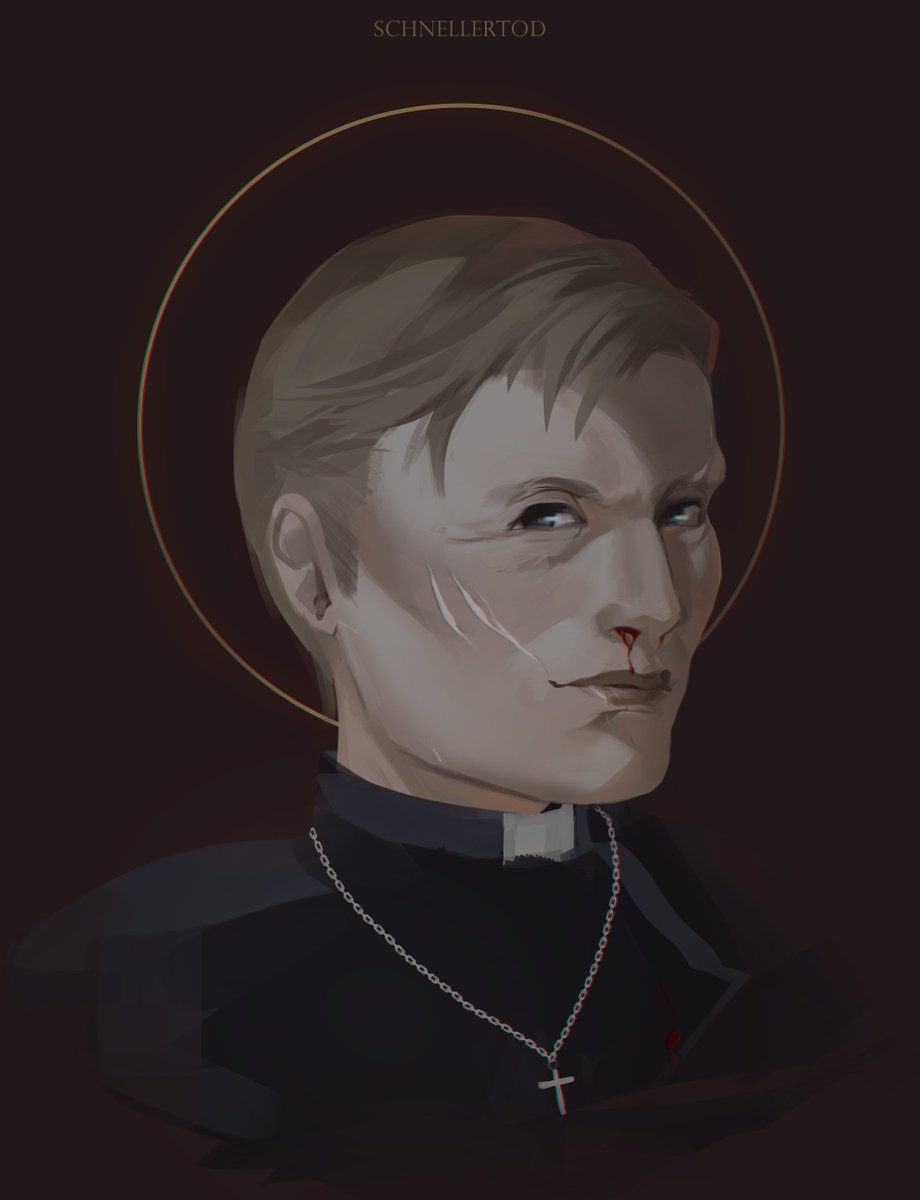 I made the most horrible priest demon AU variation and I can't even tell it here because of it's contents, but I can just go and draw my priest-exorcist Hannibal from that AU with his scars. I have nothing to loose.