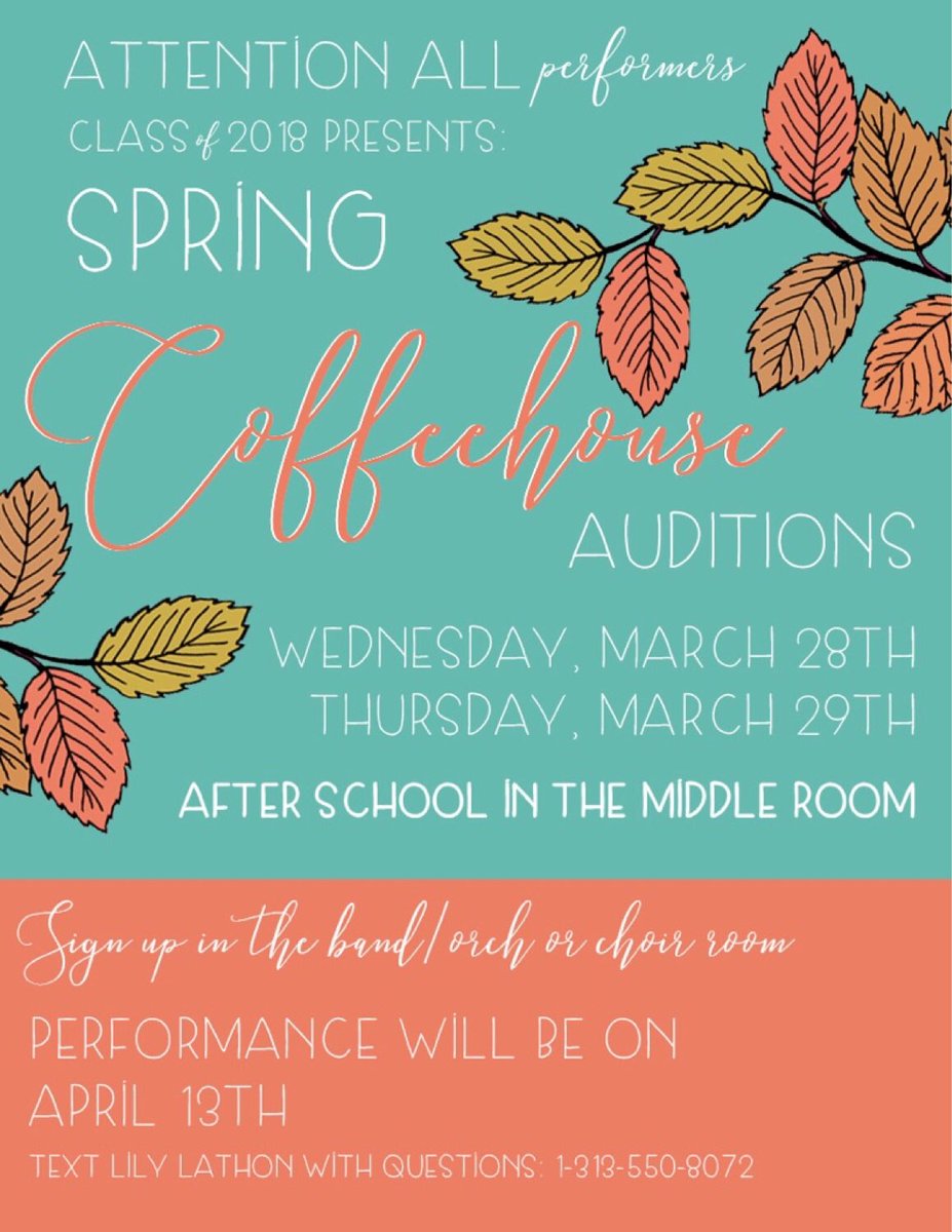 Gps2018's tweet photo. all talent come audition for the last coffee house next week!! https://t.co/YSoV0DA4LS