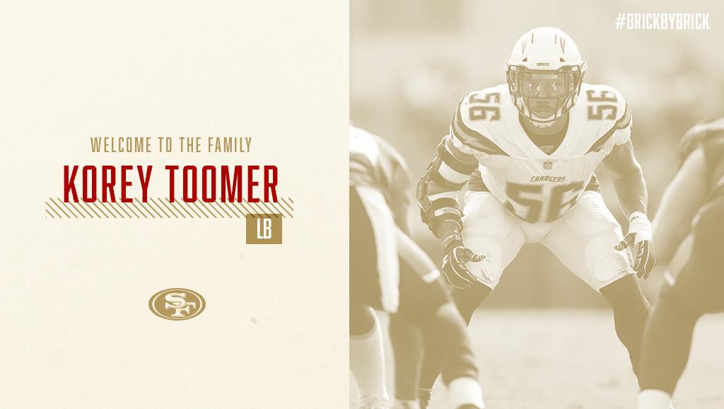 49ers's tweet photo. The #49ers have signed LB Korey Toomer to a one-year deal.

Welcome to the family, @Korey_Toomer! https://t.co/09cERmn9uV https://t.co/1H9jY2yOG6