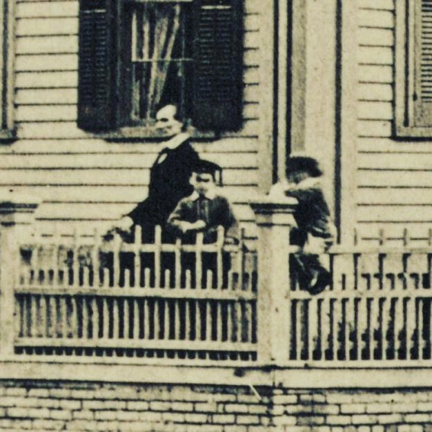 If you answered "Tad" to today's birthday question, you are correct! Here is a picture of Tad sitting on the fence outside his home in Springfield, with brother Willie &amp;  father #abrahamlincoln