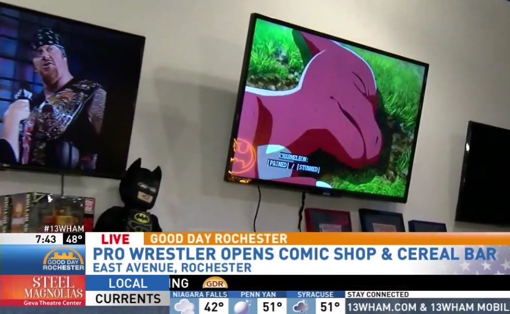 IceboxAndo's tweet photo. When American Badass Undertaker doesn’t come back on Raw, so you make him pop up on the local news....
#poproc #bigevilreddevil https://t.co/mJi51SFMOY