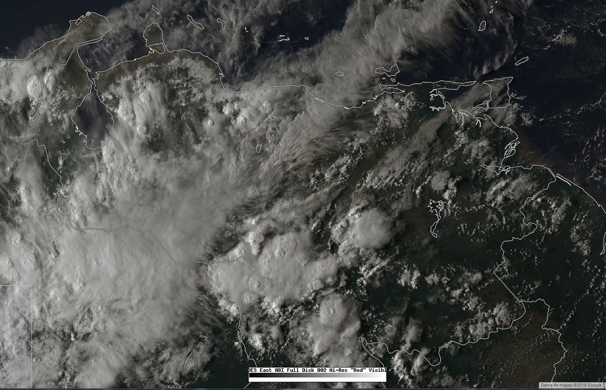 Se mantiene convección/lluvias y tormentas en zonas de Carabobo/Aragua, Amazonas, Bolívar, Mérida, Este de Táchira, entre Trujillo/COL/Lara, Noroeste de Guárico/Cojedes