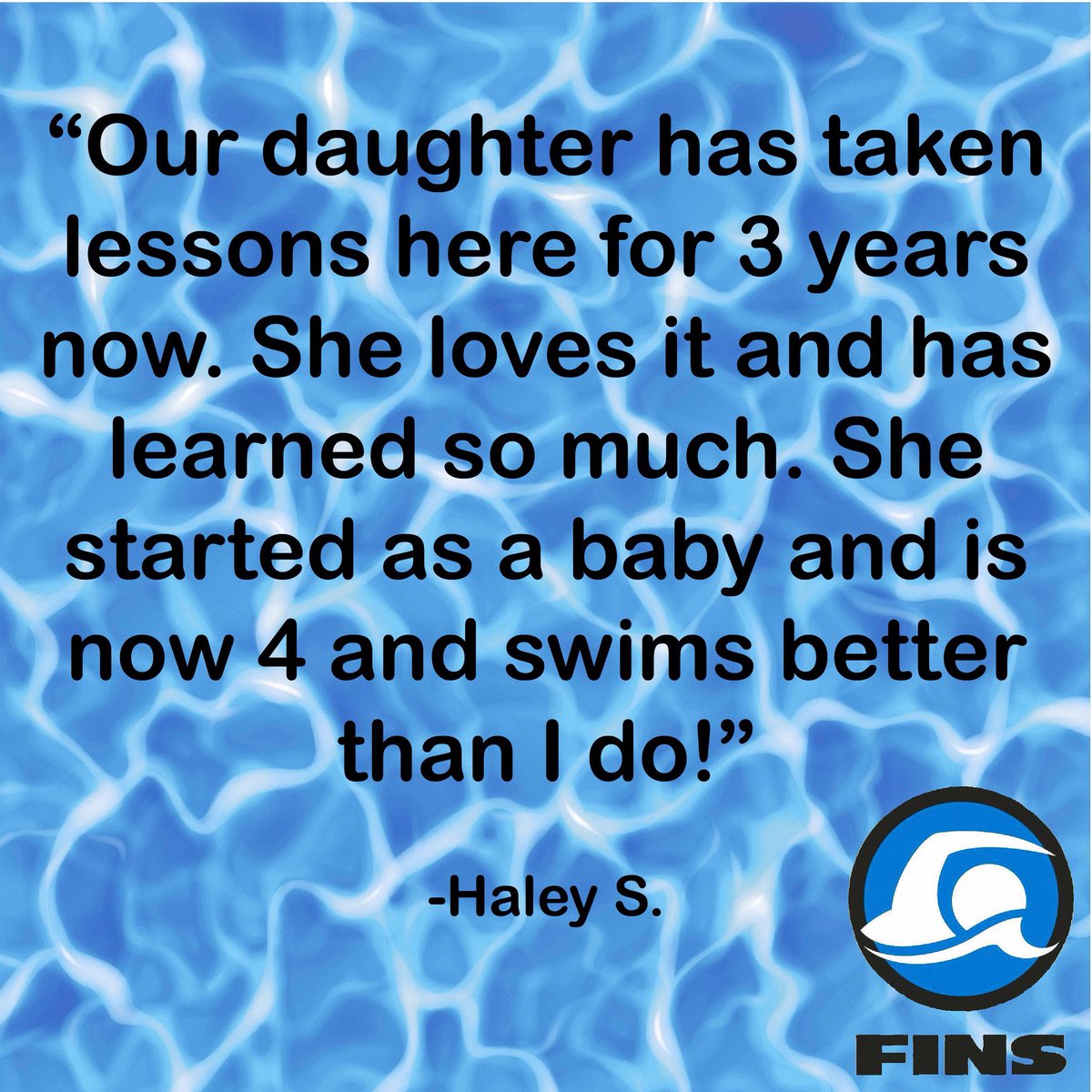 FunInSwimming's tweet image. Another five star review! #swimatfins #drowningispreventable