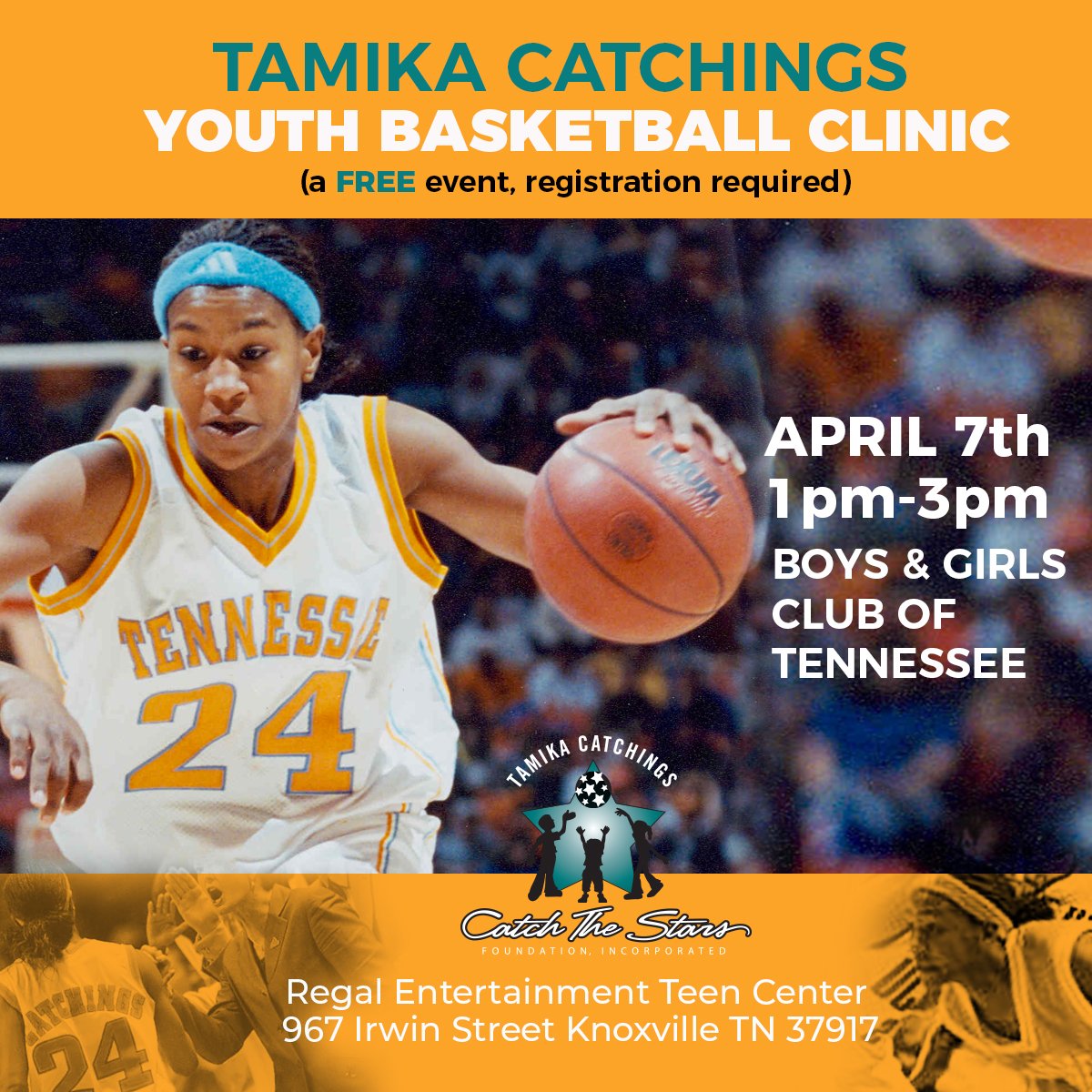 Catchthestars24's tweet image. Knoxville, check it out!!! THIS SATURDAY (4/7) FREE BASKETBALL CLINIC!! Few slots left sign up NOW!!! secure.qgiv.com/for/catchthest… … @uthsc @bgctnv @LadyVol_Hoops #BeThere #FewSlotsLeft #OALVALV #Inspire #IMPACT #SoBlessed