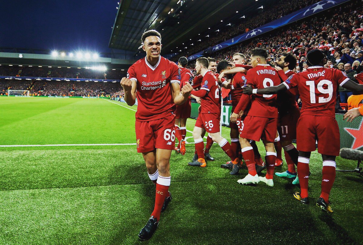 TrentAA's tweet image. What a night🤩 Dream come true to play in one of those special nights at Anfield🔴 We go again next week💪🏽🤘🏽🔴 #YNWA #66