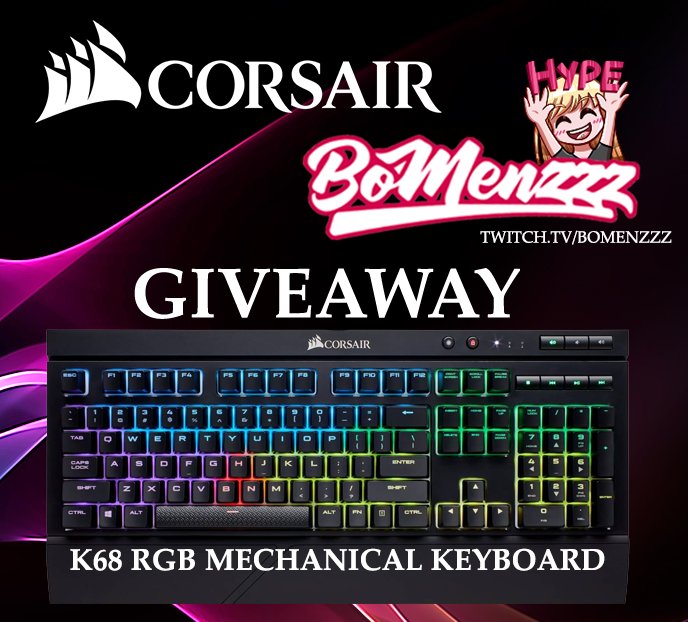 BoMenzzz's tweet photo. 🧡❤️APRIL GIVEAWAY TIME: 💙💚

WIN a @CORSAIR K68 RGB MECHANICAL KEYBOARD! 😍😍😍
This Keybaord is DUST AND SPILL RESISTANT.  💗

Enter here: ▶️ https://t.co/HhMTPF7CqO

#TeamCorsair #Giveaway #RGB #Mechanical #Keyboard https://t.co/8zH2CrX2WG