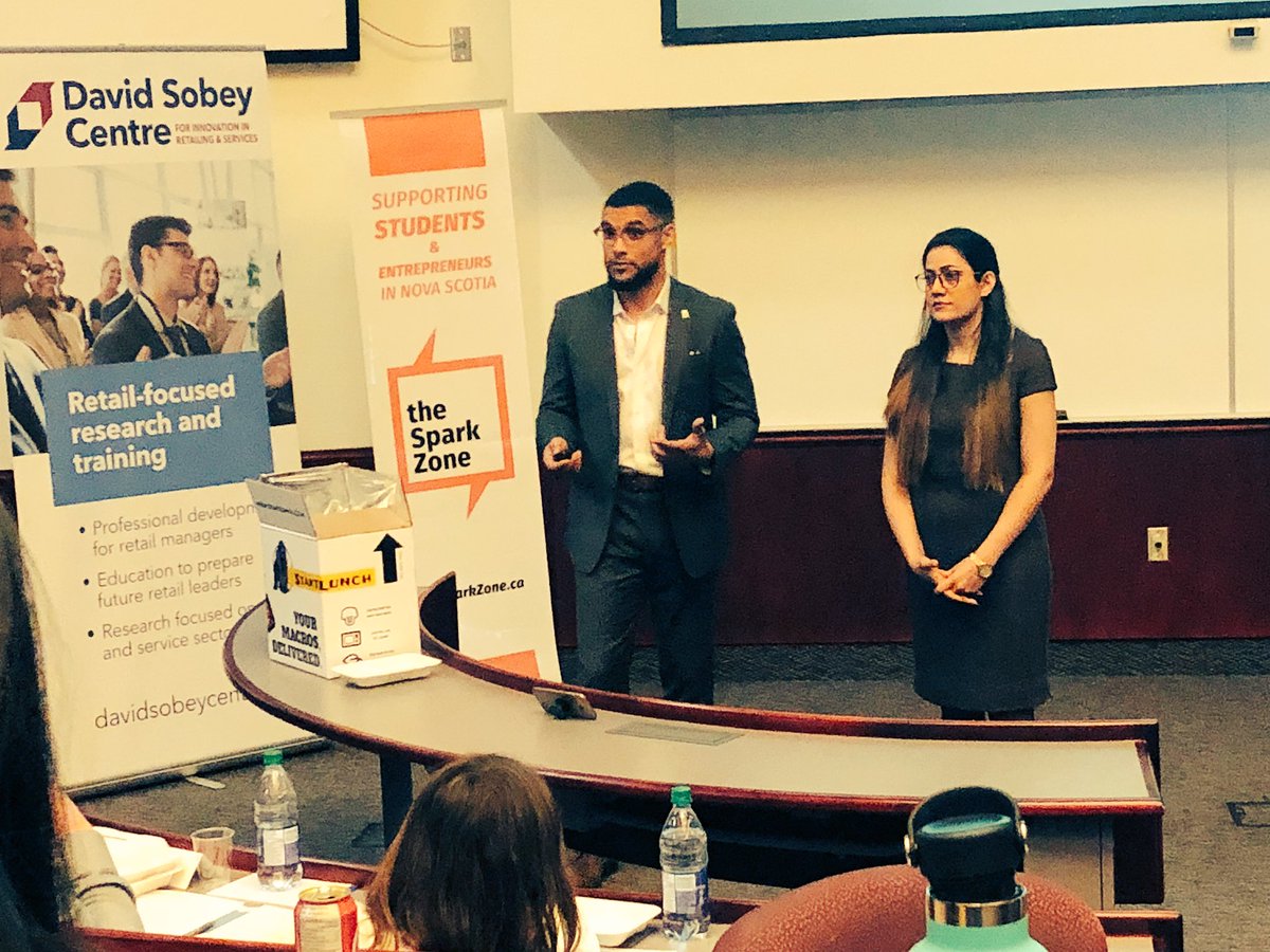 SobeySchool_SMU's tweet photo. The judges ask hard questions! #newproductcompetition @MiriamZitner @Gregor_Ash @innovacorp https://t.co/B26hrO7KcU