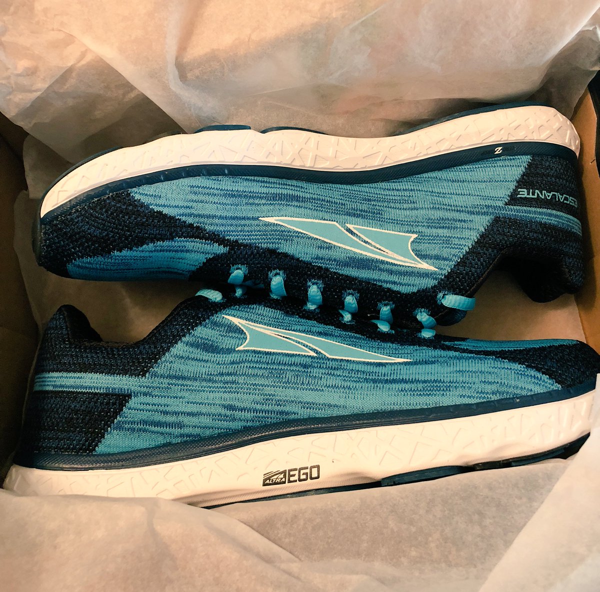 runnerpaige's tweet photo. Look what just arrived! New shoes!!! @AltraRunning #marathontraining #runner #azrunning #newshoes #m2marathon #altraescalante https://t.co/0gyHPhkEqS