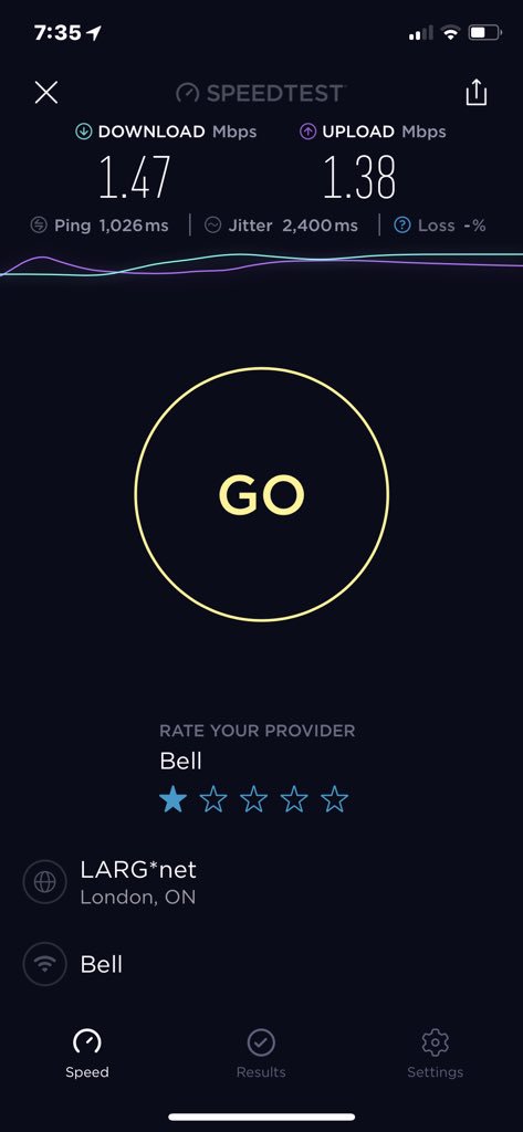 pyrokidmike's tweet photo. #bell #bell_support and here is today smoking fast speed test from the great people at #bell  I knew it was slow when my kid could not even watch YouTube anymore. Thanks #bell pretty crappy you don’t care to help me. https://t.co/rO32QQx2nc