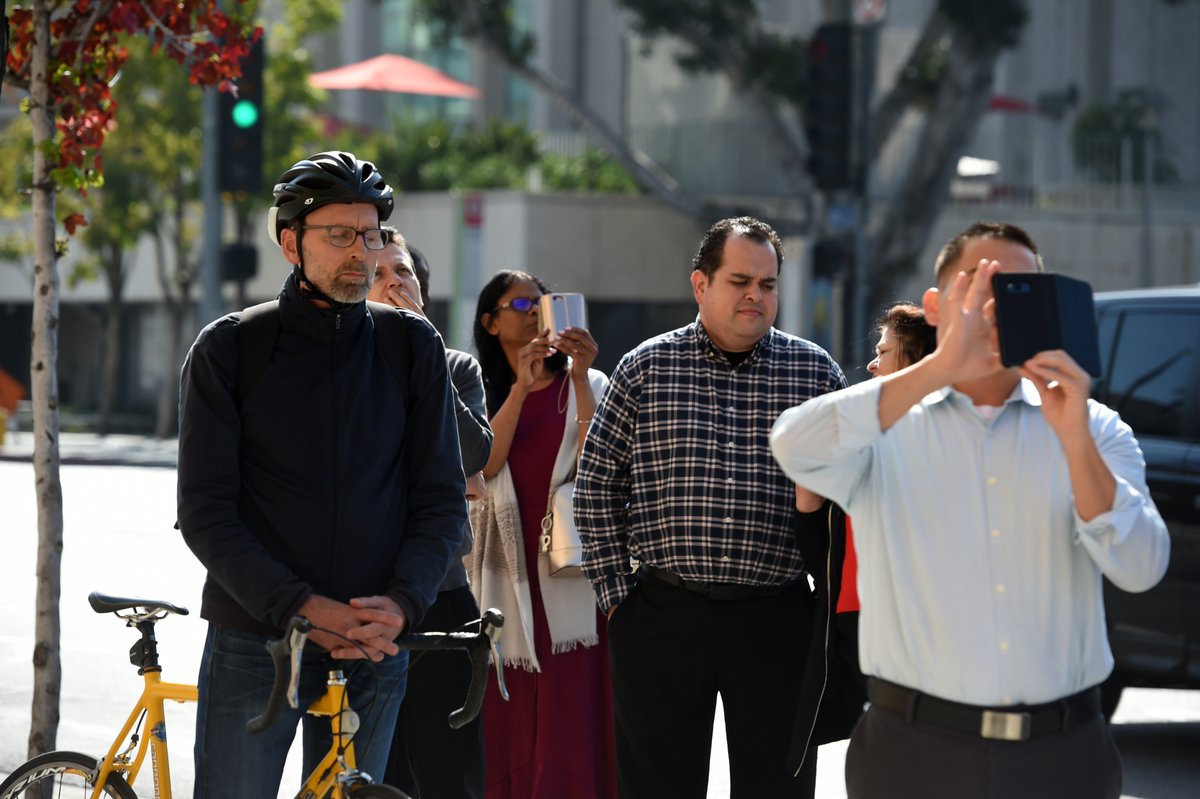 A small crowd gathers to remember Martin Luther King Jr.