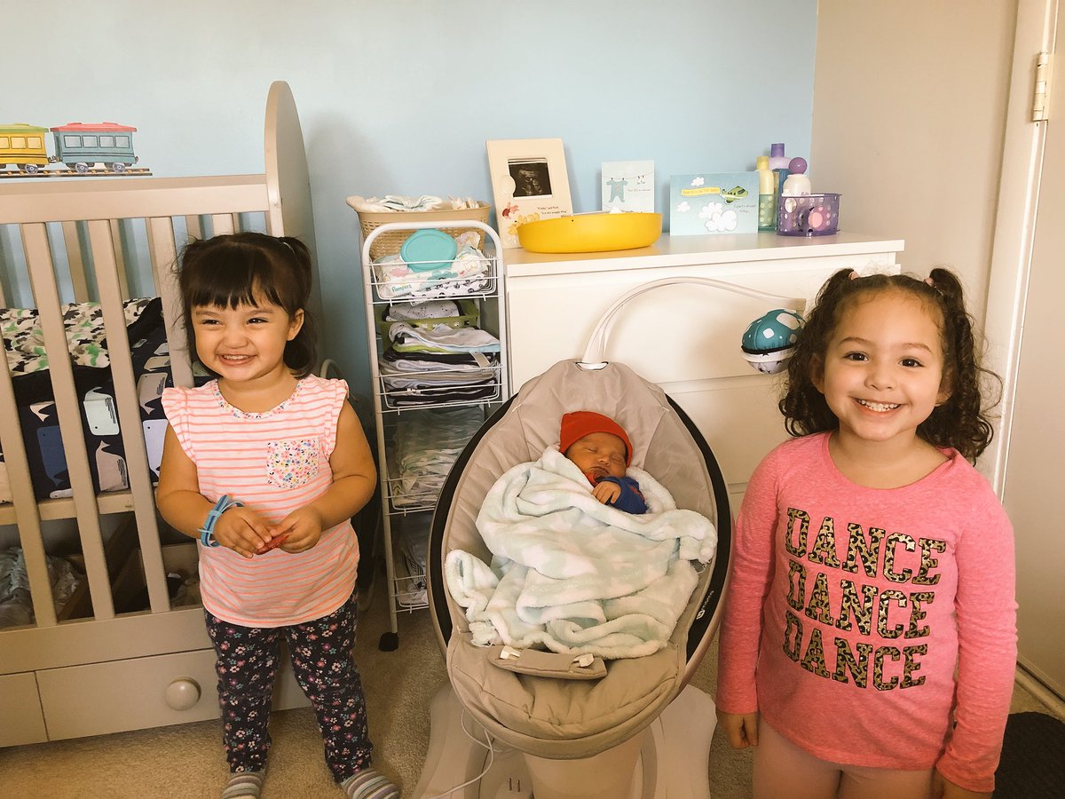 motherm0on's tweet photo. Safe to say my girls are very happy to meet their little brother 💙 #welcomehomejr https://t.co/Npbwh6khrY
