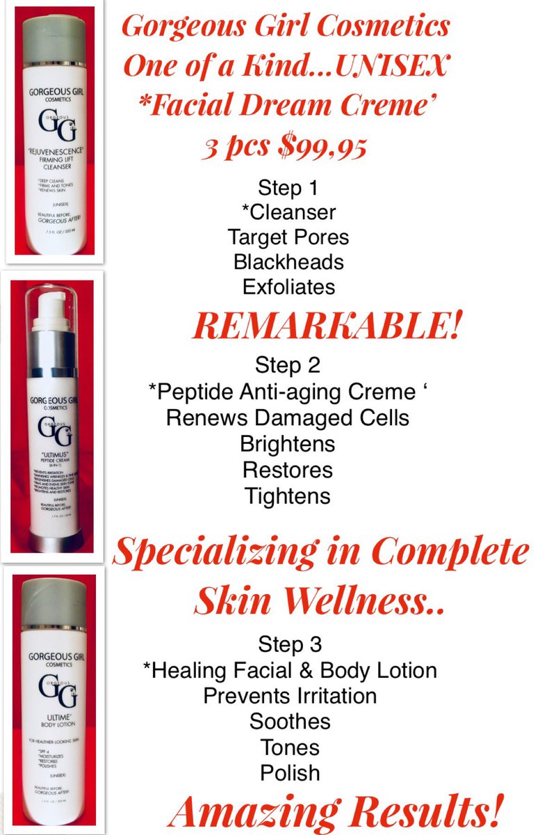 CoraBell1's tweet photo. Gorgeous Girl Cosmetics...Unisex Anti-aging Creme’ https://t.co/A4gh0ldUfV
713)785-4526 https://t.co/syNyx6UDH9
