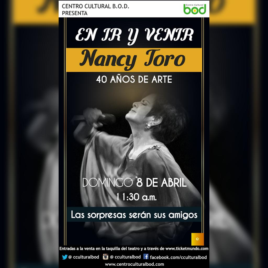 NancyToroCanta's tweet photo. ¿Ya tienes tu entrada para #NancyToro #40AñosEnIrYVenir? ¡Mi amor, si no la tienes corre que se están vendiendo como pan caliente! ¡Recuerda: la consigues en las taquillas del @CCulturalBOD o por @ticketmundo_ve! ¡Será un concierto inolvidable, te espero! https://t.co/Eb0uEqjLlO