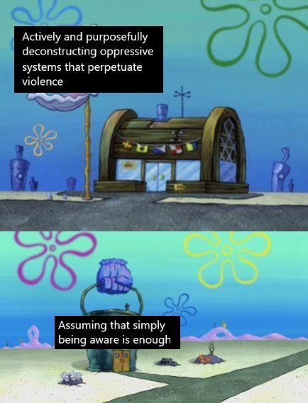 hha_unc's tweet photo. To be complacent is to be implicit in structural oppression. #mememondays #oneactunc #violenceprevention https://t.co/vAfUcRdG4O