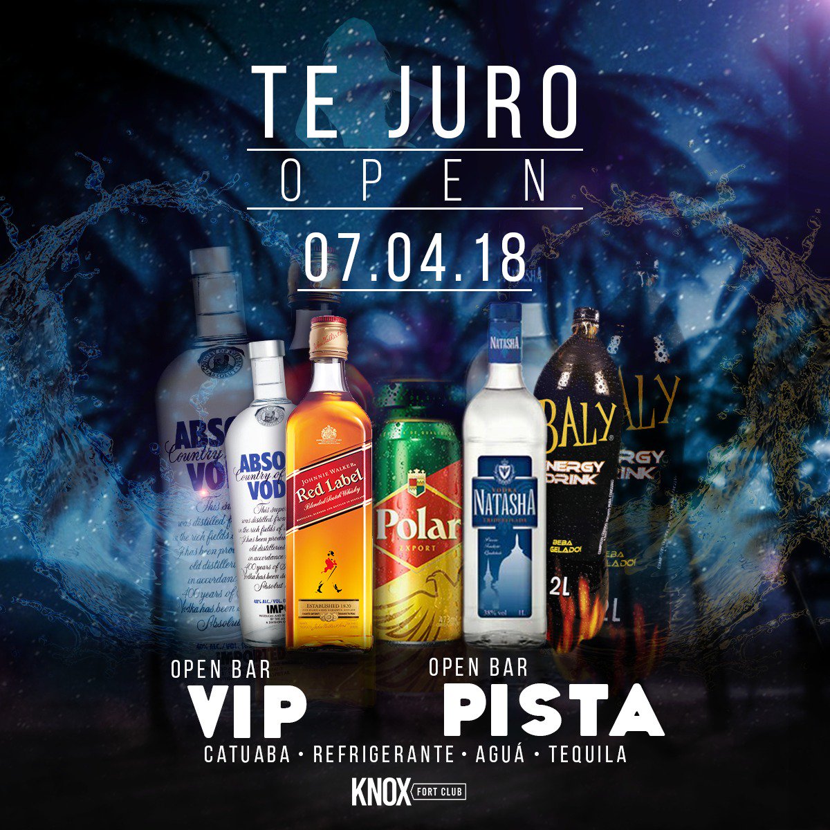 JotaRomani's tweet photo. Sábado tem o melhor Open da city, te juro!!!
Open Bar a noite toda!
Pista; Polar, Vodka, Energético, Catuaba, Tequila, Refri e Água.

Vip; Absolut, Red Label, Refri e Água.
#TeJuroOpen https://t.co/u0WX7iFib2