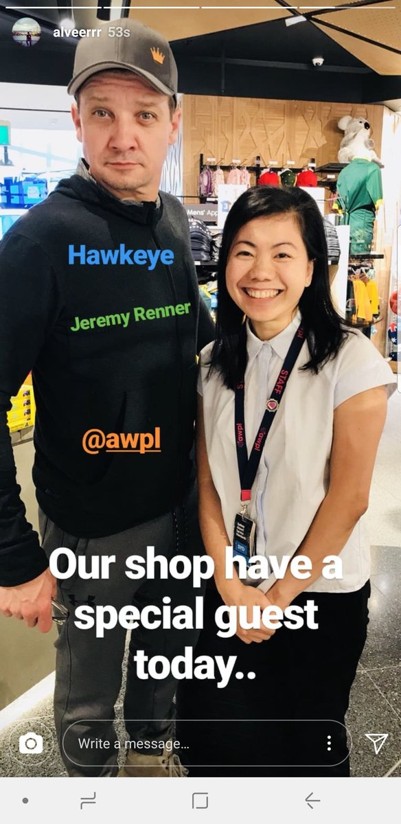 awpl_'s tweet photo. Yesterday, the hawk-eyed 🏹 team at #ThinkSydney spotted a very special guest! Keep an eye out on your next visit to @SydneyAirport, you never know who you'll bump into!

#Hawkeye #sydneyairport #TheAvengersInfinityWar #TheAvengers https://t.co/jdB6OGeoXt