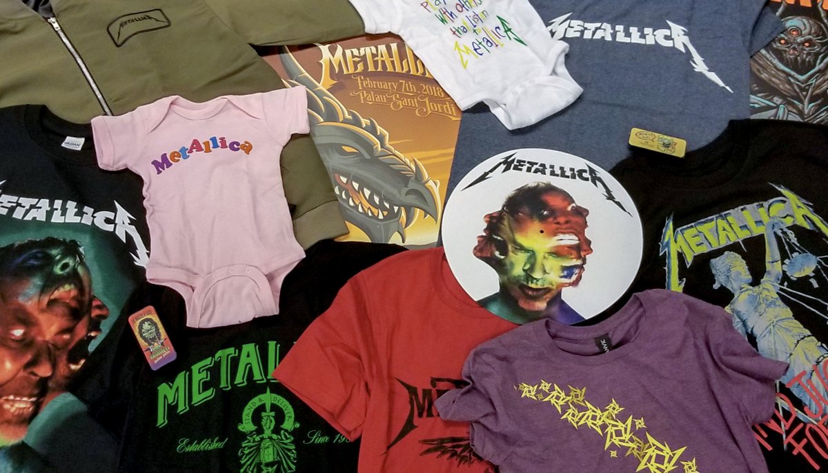 MetallicaStore's tweet photo. You've probably noticed that our color scheme tends to be a little more on the Blackened side... but this week we're shining the spotlight on colors! Check out the sale section of the Met Store for 20% off select items. Ends Monday, April 9th at 9AM PDT. https://t.co/ACo3BKeGQq https://t.co/O7D4wujpcQ