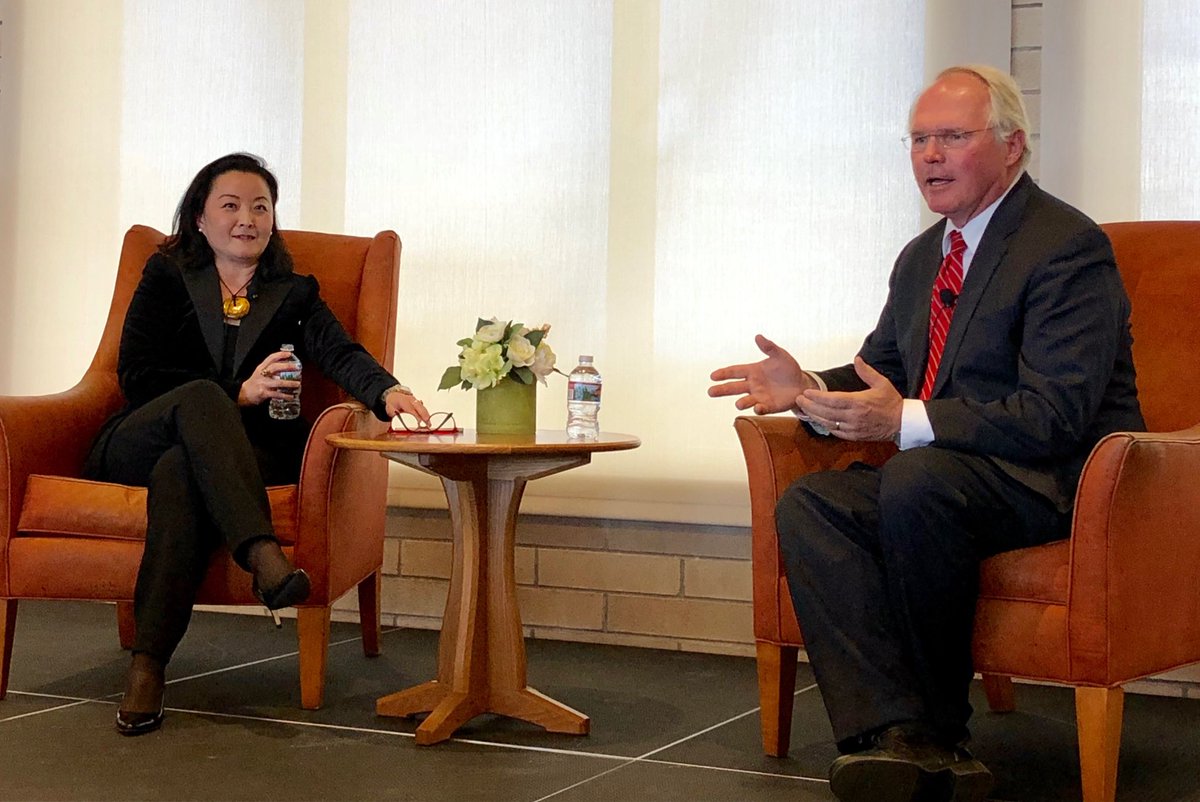 Im4fit's tweet photo. Ambassador Chris Hill &amp; Yuri Kim discussing Diplomacy https://t.co/CNyn6xXN8h