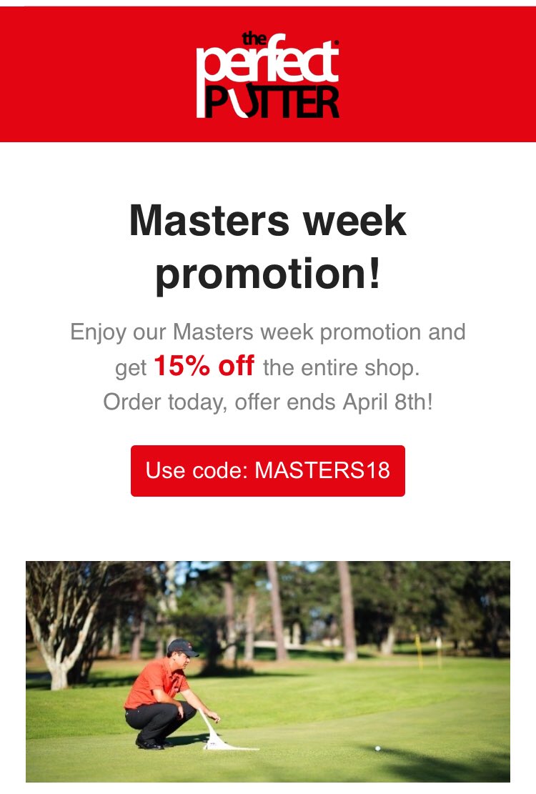 ThePerfectPutte's tweet photo. Take advantage of our Masters Promotion, ongoing until April 8th!! #theperfectputter #perfectpractice #puttlikeyoutrain #srixongolf #golf #masters #masters2018 #promotion https://t.co/Ijk6CxNSHm