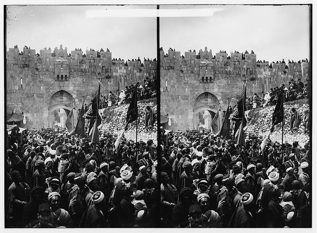 One of the highlights of the Nabi Musa festival was the procession from Jerusalem to the shrine on Sunday (= Orthodox Palm Sunday)Photos from Matson Collection via  @librarycongress: 1918, c. 1900-1920, and 1937 http://www.loc.gov/pictures/search/?q=nebi+musa