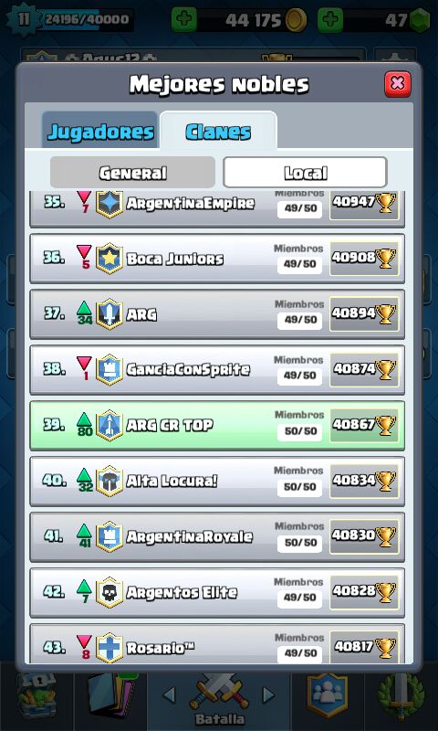 Top 40 argentino, llenos de orgullo por el trabajo que se viene realizando, a seguir así!! #GoArgCrTop #clashroyale
