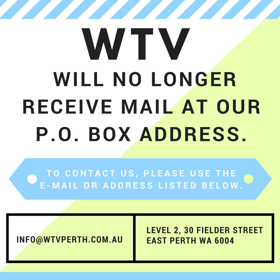 WTVPerth's tweet image. Please note our change of address!