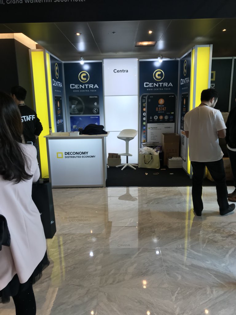 SimonDixonTwitt's tweet image. Only in crypto - Here in Korea where Centra  were exhibiting - here is their booth before the founder arrest in US then here is the booth after the arrest. All in the last hour - SEC Halts Fraudulent Scheme Involving Unregistered ICO sec.gov/news/press-rel…