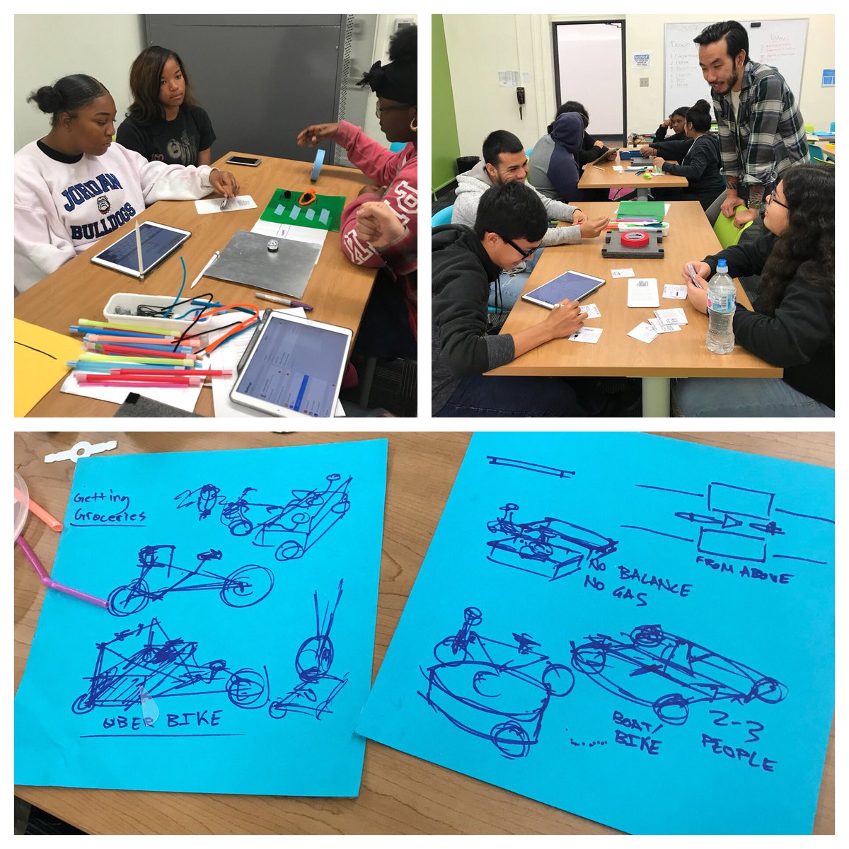 GenesisSTEAM's tweet photo. From reinvented bicycles to “Uber for Farmers Markets,” we’ve got some really great ideas for #FutureCities from these kids at @collegetrack in Watts. #steam #education #technology #SmartCity #learning https://t.co/hXQXgzCne1