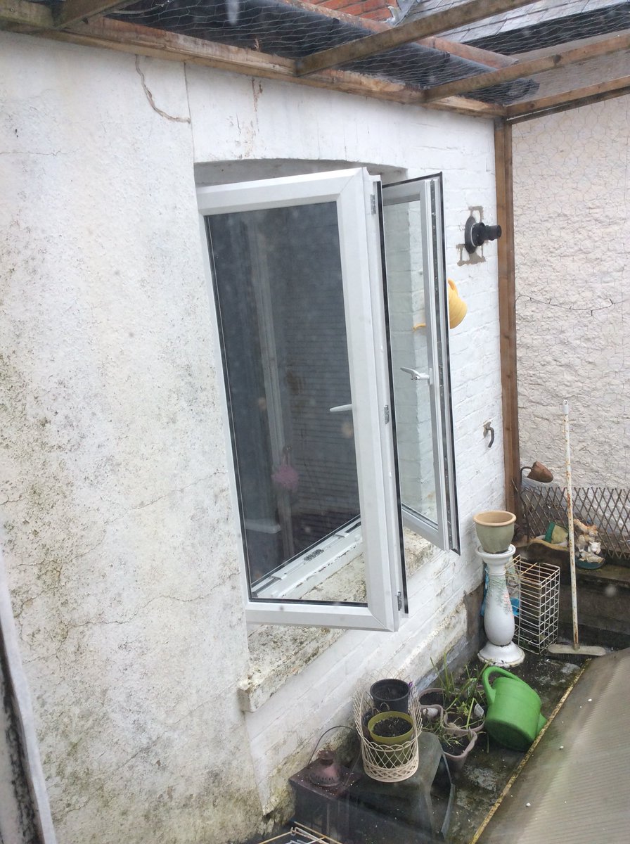 Customer wanted to sit out in her cat pen. Only acces was through a sliding sash window. New French Window fitted, moggy and owner now in purrfect harmony 
“No Request Too Strange”👍😻