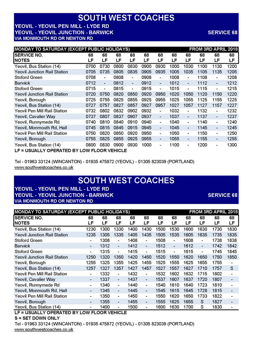 SouthWestCoach1's tweet image. #NewTimetable #SouthWestCoaches #68Service #Yeovil #Somerset