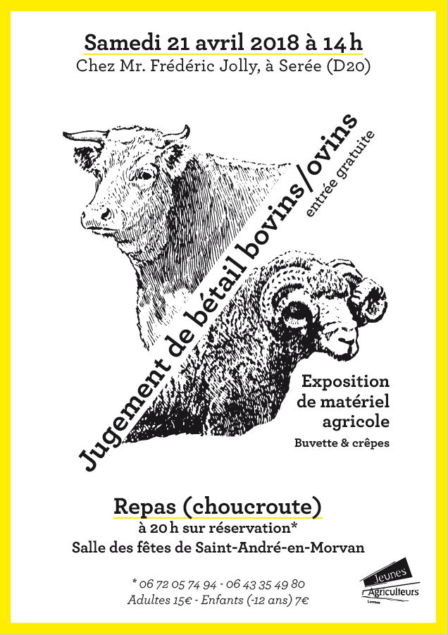 Les Jeunes Agriculteurs organisent un jugement de bétail le 21 avril à St André en Morvan <a href="/fabienbazin/">fabien bazin</a> <a href="/algretgeorges/">anne algret-georges</a> <a href="/JeunesAgri/">Jeunes Agriculteurs</a> <a href="/radiomorvan/">Radiomorvan</a> <a href="/ParcduMorvan/">Parc du Morvan</a>